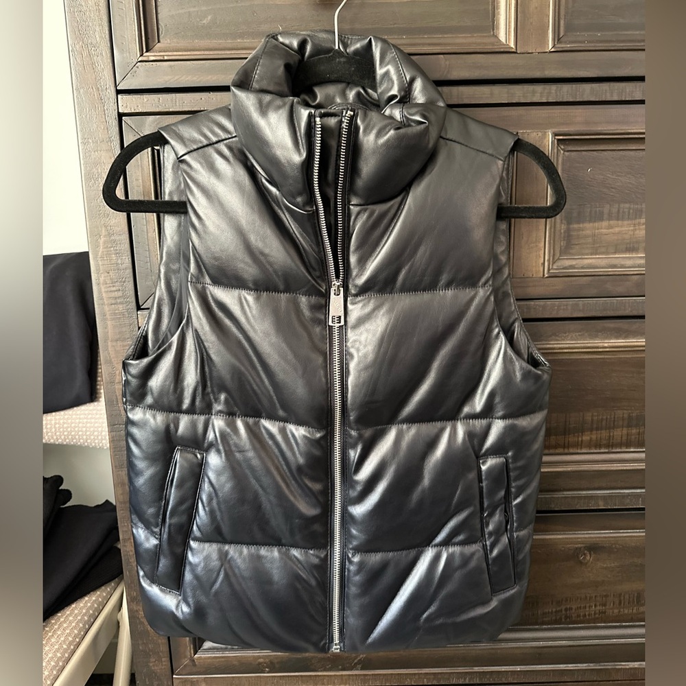 Hollister leather puffer vest